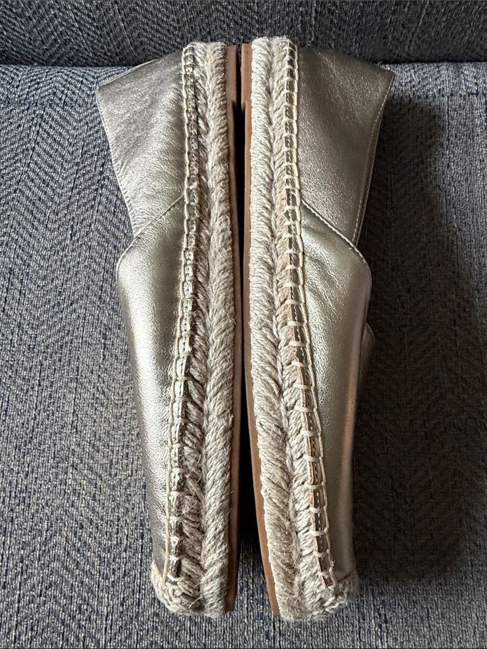Sam Edelman Kenley Gold Leather Rounded Toe Slip On Espadrilles Flats Size: 10